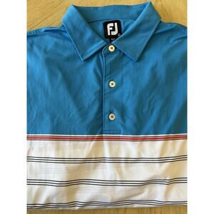 FootJoy Polo Men XL Stripe Colorblock Athletic Golf Retro Lightweight Preppy